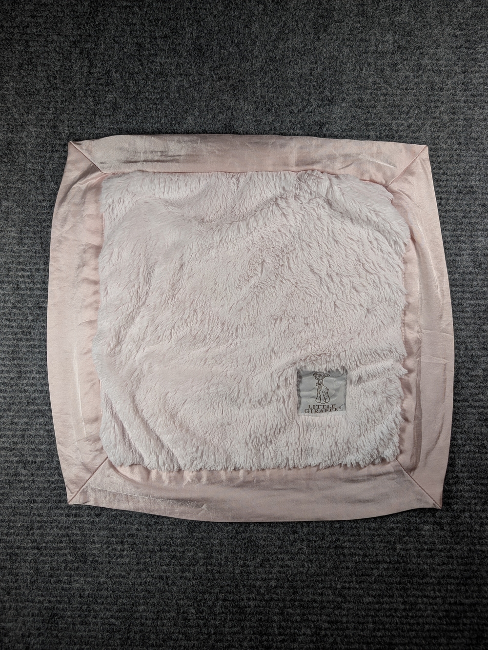 Little Giraffe Chenille Satin & Plush Mini Blankey, Light Pink Lovey Blankey